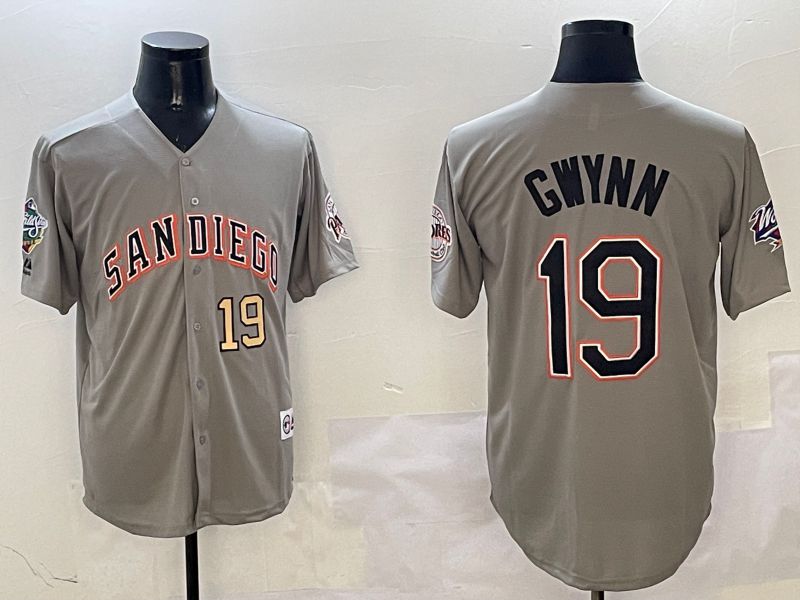 Men San Diego Padres #19 Gwynn Grey Throwback Game 2025 Nike MLB Jersey style 3125->san diego padres->MLB Jersey